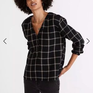 Madewell black and white checked top - new with tags